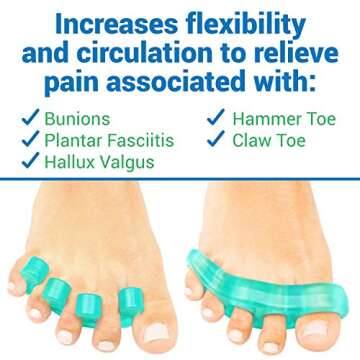 ViveSole Toe Separators for Men & Women Small (2 Pairs) - Silicone Gel Spreaders - Therapeutic Spa S...