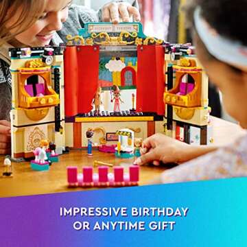 LEGO Friends Andrea's Theater School Building Toy, Creative Pretend Play Theater Toy, Gift for Girls & Boys Ages 8 and Up, Theater Set with Curtains, Lighting, Props and 4 Friends Toy Figures, 41714