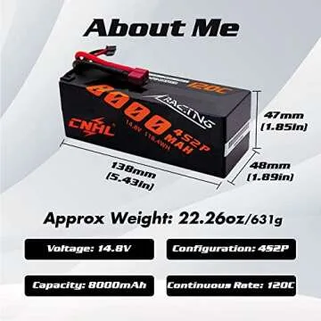 CNHL 4S Lipo Battery 8000mAh 120C 14.8V with Deans Plug Hard Case for RC Car Truck Tank Buggy Truggy...