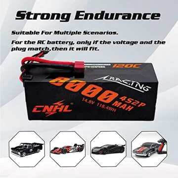 CNHL 4S Lipo Battery 8000mAh 120C 14.8V with Deans Plug Hard Case for RC Car Truck Tank Buggy Truggy Crawler Monster Racing Hobby