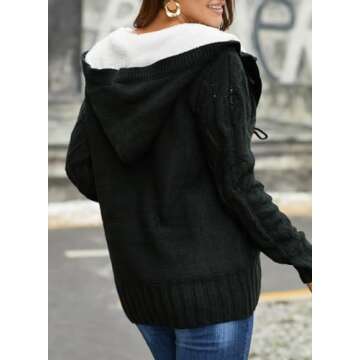 Dokotoo Womens Fashion Ladies Winter Chunky Hooded Casual Cardigans Sweaters Solid Open Front Long S...