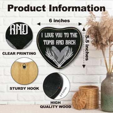 Gothic Heart Wood Sign, I Love You To Death Sign, Retro Gothic Wooden Wall Art, Skeleton Horror Wood...