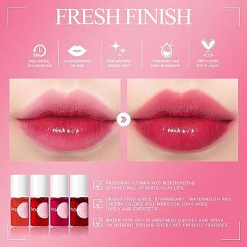 bayfree Lip Tint Stain Set, Lip Stain Long Lasting Waterproof, Lightweight, Non-sticky, Transfer-Proof, Matte Finish Lip Makeup (fruit farm)