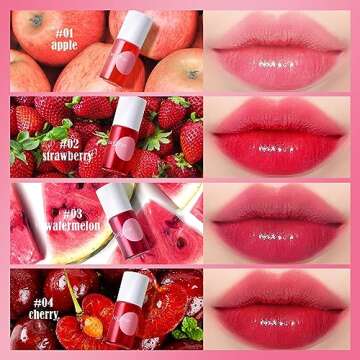bayfree Lip Tint Stain Set, Lip Stain Long Lasting Waterproof, Lightweight, Non-sticky, Transfer-Proof, Matte Finish Lip Makeup (fruit farm)