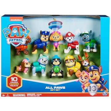 Paw Patrol, 10th Anniversary, All Paws On Deck Toy Figures Gift Pack with 10 Collectible Action Figu...