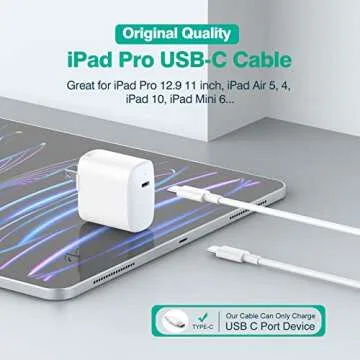 IFEART 10ft USB C to USB C Cable for iPad Pro 13 12.9 11 inch, iPad Air 5 4, Mini 6, MacBook Air MacBook Pro Charger, iPhone 16 15 Pro Max Plus, Pixel, USBC Type C Fast Charging Cord
