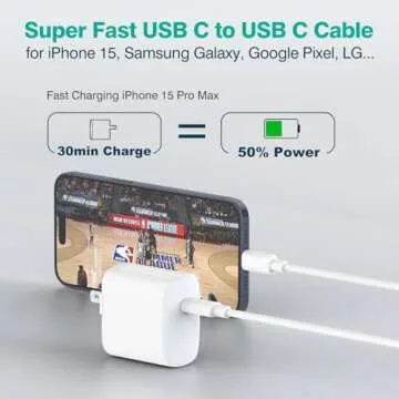IFEART 10ft USB C to USB C Cable for iPad Pro 13 12.9 11 inch, iPad Air 5 4, Mini 6, MacBook Air MacBook Pro Charger, iPhone 16 15 Pro Max Plus, Pixel, USBC Type C Fast Charging Cord