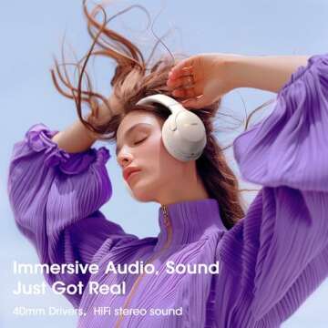 YUMONDEAR Bluetooth Headphones Over Ear, 80H Playtime Wireless Headphone with 3 EQ Modes, Built-in Mic, Deep Bass, HiFi Stereo Foldable Wireless Headset for iPhone PC Travel Workout (Light Gray)