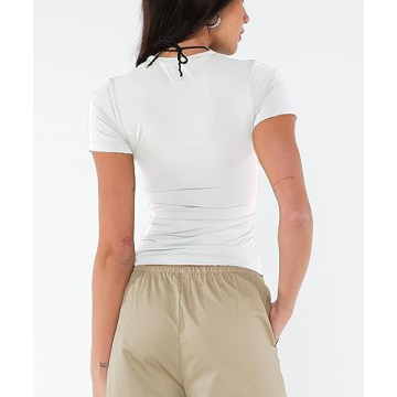 TiulZial Women's Slim Fit Y2K Casual Crop Top Shirt