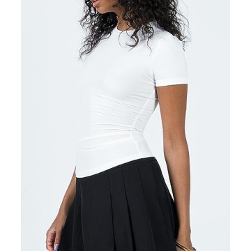 TiulZial Women's Slim Fit Y2K Casual Crop Top Shirt