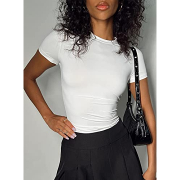 TiulZial Women's Slim Fit Y2K Casual Crop Top Shirt