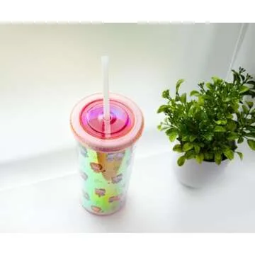 Silver Buffalo Sanrio Hello Kitty Zodiac Plastic Carnival Cup With Leak-Resistant Lid and Reusable Straw | Holds 20 Ounces