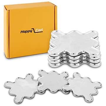 Silver Chrome Coasters for Drinks Absorbent, Modern Retro Mirrored Coasters for Table, Set of 4 Decor on Tabletop for Bar Tools Dining Table