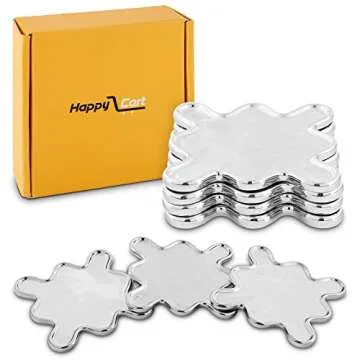 Silver Chrome Coasters for Drinks Absorbent, Modern Retro Mirrored Coasters for Table, Set of 4 Decor on Tabletop for Bar Tools Dining Table