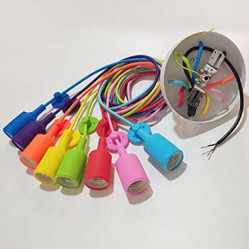 KJLARS Ceiling Spider Lamp Light Modern Chandelier Adjustable DIY Pendant Lighting Color Hanging for Children's Room Bedroom Dining Living Room Girls Boy's Room 8 Arms(Each with 59" Wire)