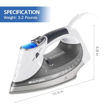 BEAUTURAL 1800-Watt Steam Iron with LCD Screen