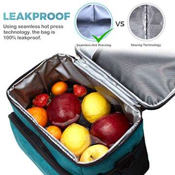 Venture Pal Insulated Lunch Bags for Women/Men - Large Resuable Leakproof Lunch Box with Removable Shoulder Strap,Durable Cooler Tote Bag for Work Picnic Beach-Green