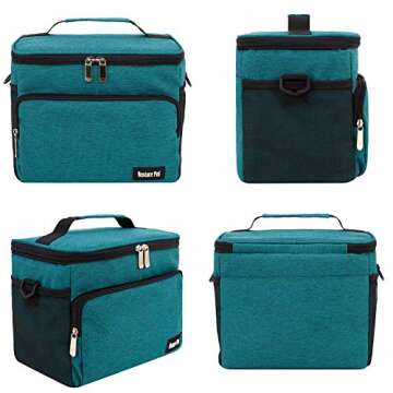 Venture Pal Insulated Lunch Bags for Women/Men - Large Resuable Leakproof Lunch Box with Removable Shoulder Strap,Durable Cooler Tote Bag for Work Picnic Beach-Green