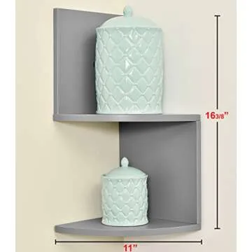 Corner Shelf, Greenco Modern Design 2 Tier Floating Shelves for Walls, Easy-to-Assemble Wall Mount C...