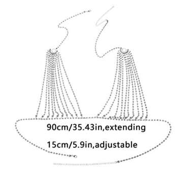 Sethain Boho Crystal Body Chain Sparkly Rhinestone Bikini Chest Chains Bra Nightclub Body Accessorie...