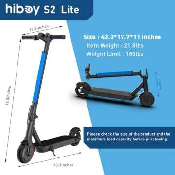 Hiboy S2 Lite Electric Scooter - 6.5" Solid Tires - Up to 10.6 Miles Long-Range & 13 MPH Portable Folding Commuting Scooter for Teens/Adults (Black)