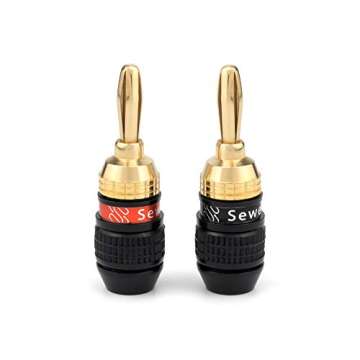 Deadbolt Banana Plugs 6-Pairs by Sewell, Gold Plated Speaker Plugs, Quick Connect, SW-29863-6