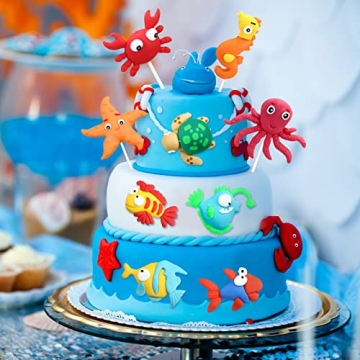 Under the Sea Cake Toppers Ocean Party Decorations Set