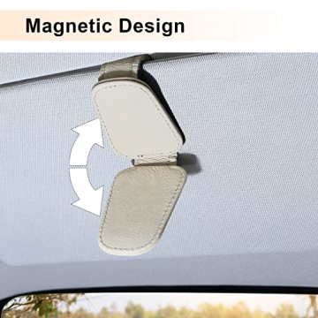 Airsanto Magnetic Leather Car Glasses Holder for Sunglasses