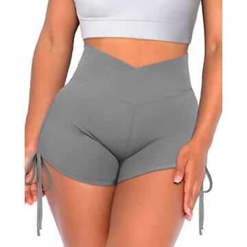 Danysu Sexy Shorts for Women Butt Lifting Scrunch Butt Shorts Workout Booty Shorts Grey Small