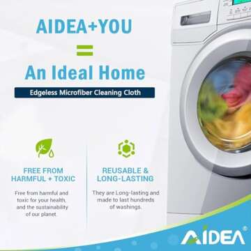 AIDEA Microfiber Cleaning Cloths 100PK, All Purpose Cleaning Supplies, Absorbent Cleaning Rags, Lint Free Microfiber Towels, Wash Cloth for House, Kitchen, Car, Window, 12"×12"
