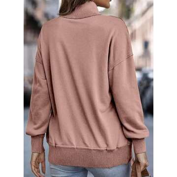 SHEWIN Womens Fall Fashion 2024 Casual Long Sleeve Solid Lightweight Oversized Sweatshirt Loose Button Fall Sweatshirts for Women,US 12-14(L),Pink