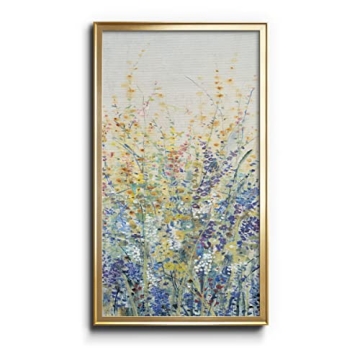 Renditions Gallery Wildflower Panel I Modern Decoration 12x20 inches Gold Framed Colorful Flower Art...