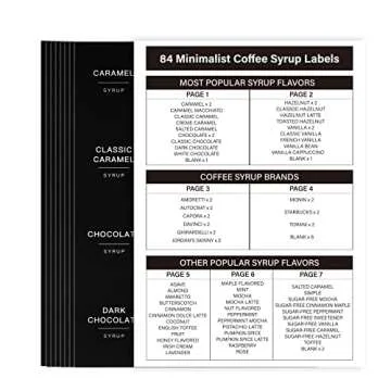 Gbuxska 84PCS Black Coffee Syrup Labels for Coffee Bar Accessories, Minimalist Fancy Decor for Coffee Station, Coffee Bar Labels for Coffee Syrup Bottle