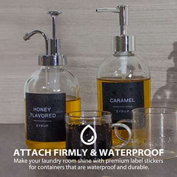 Gbuxska 84PCS Black Coffee Syrup Labels for Coffee Bar Accessories, Minimalist Fancy Decor for Coffee Station, Coffee Bar Labels for Coffee Syrup Bottle