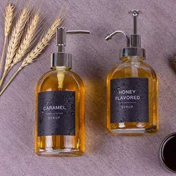 Gbuxska 84PCS Black Coffee Syrup Labels for Coffee Bar Accessories, Minimalist Fancy Decor for Coffee Station, Coffee Bar Labels for Coffee Syrup Bottle