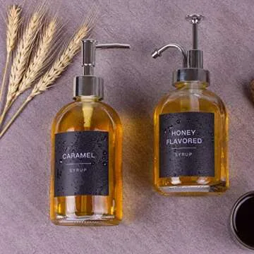 Gbuxska 84PCS Black Coffee Syrup Labels for Coffee Bar Accessories, Minimalist Fancy Decor for Coffee Station, Coffee Bar Labels for Coffee Syrup Bottle