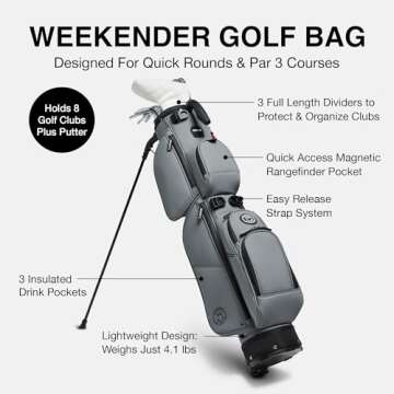 Ghost Golf Stand Bag, Weekender Oreo - Lightweight Golf Bags for Men & Women, 3-Way Dividers with Pr...