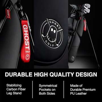 Ghost Golf Stand Bag, Weekender Oreo - Lightweight Golf Bags for Men & Women, 3-Way Dividers with Premium Materials & Magnetic Pocket - Ideal for Walking, Par 3 Courses, and Driving Range