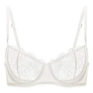 DOBREVA Women's Sexy Lace Push Up Plus Size Bra Sheer Balconette Underwire Unlined Ivory_Eyelash lac...