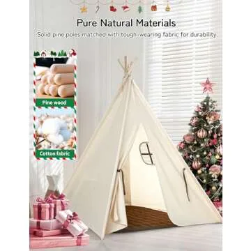 Besrey Kids Teepee Tent with Lights and Play Mat