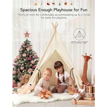 Besrey Kids Teepee Tent with Lights and Play Mat