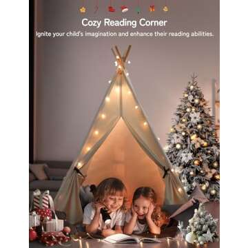 Besrey Kids Teepee Tent with Lights and Play Mat