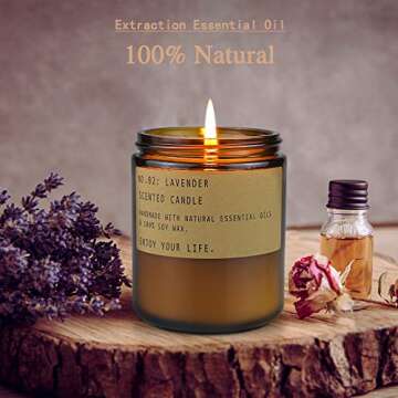 Candles for Home Scented, Long Lasting Jar Soy Candles, Aromatherapy Candles for Relaxation, Candles Gifts Set for Women, Lavender and Fresh Rose, 7.2oz x 2 Pack