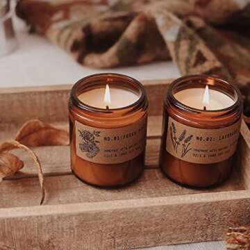 Candles for Home Scented, Long Lasting Jar Soy Candles, Aromatherapy Candles for Relaxation, Candles Gifts Set for Women, Lavender and Fresh Rose, 7.2oz x 2 Pack