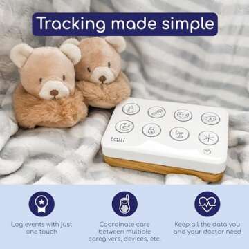 Talli Daily One-Touch Baby Tracker - Baby Monitor to Log Feedings, Diapers, Sleep & More - Electroni...