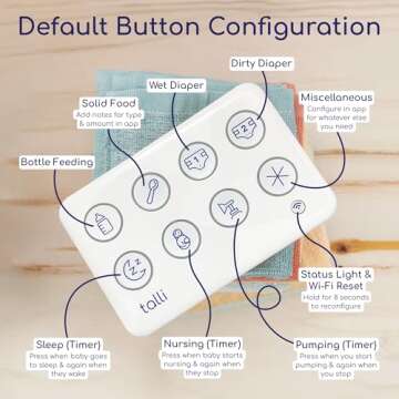 Talli Daily One-Touch Baby Tracker - Baby Monitor to Log Feedings, Diapers, Sleep & More - Electronic Journal Links to Mobile App for Real-Time Baby Monitoring & Tracking - Alexa Compatible