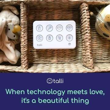 Talli Daily One-Touch Baby Tracker - Baby Monitor to Log Feedings, Diapers, Sleep & More - Electronic Journal Links to Mobile App for Real-Time Baby Monitoring & Tracking - Alexa Compatible