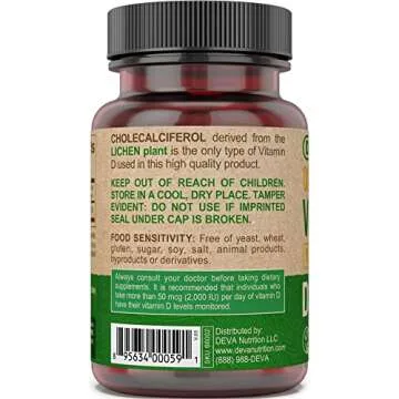 DEVA Vegan Vitamin D3 - 1000 IU Daily Supplement