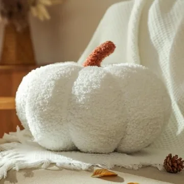 YRXRUS Pumpkin Pillows - Adorable White Pumpkin Shaped Soft Throw Pillows for Thanksgiving & Hallowe...