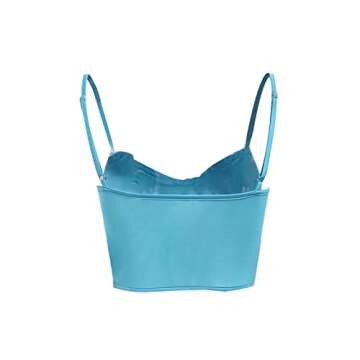 NUFIWI Lace Corset Tops for Women Patchwork V Neck Cami Top Spaghetti Strap Push Up Bustier Aesthetic Summer Tops(B Lace Blue,Small)